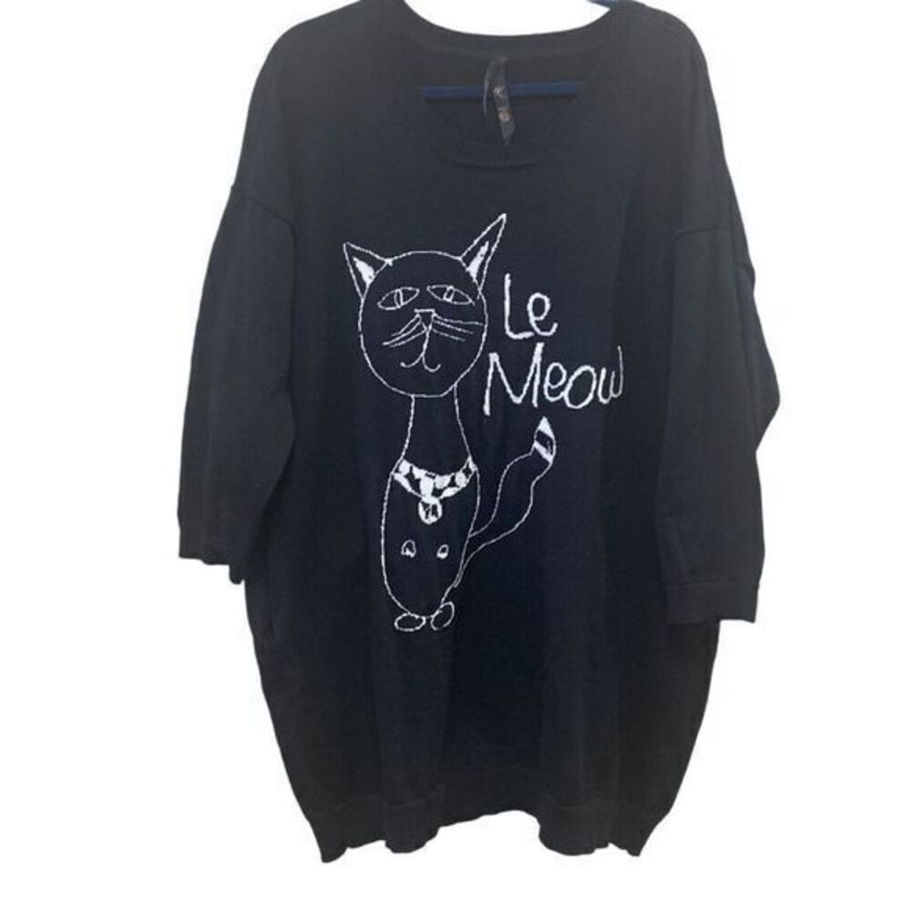 Melissa McCarthy Seven7 Le Meow Cat Black Sweater Dress Size 1X